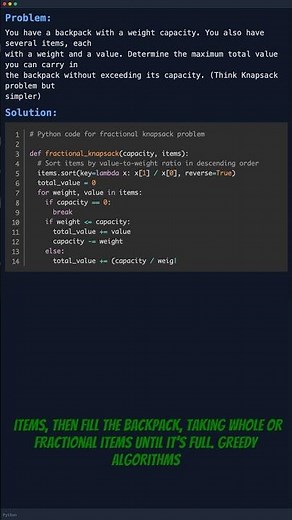 Greedy Algorithms: Solve the Fractional Knapsack Problem! (Coding Interview Prep)