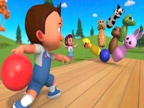 Learn Animal Names and Colors with Bowling Ball Game | Educational Toy Fun for Kids