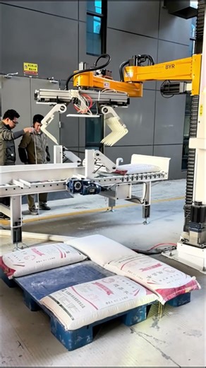 Robotic Palletizer System Infeed Conveyor Calibr#feeding #palletizing #robotics #pp #bag
