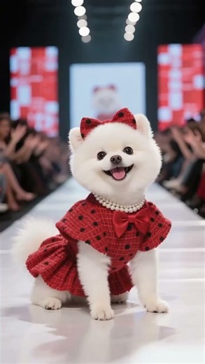 Little Cute Pomeranian Cross-dressing Catwalk Pomeranian Dog Outfits Pet Clothes Dog Cute Pet De