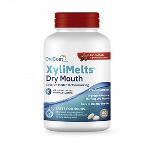 OraCoat XyliMelts Dry Mouth Relief Moisturizing Oral Adhering Discs 80 Count, Cinnamon with Xylitol, for Dry Mouth, Stimulates Saliva, Non-Acidic