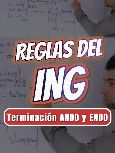 Reglas del ING en inglés | Repaso rápido Cuándo usarlo y cómo formarlo sin confundirte 👇 Gerundio Present Continuous ANDO / ENDO en español 🎥 Clase completa guía 👉 Link en la bio (curso gratis) Inglés fácil, paso a paso #inglesfacil #reglasdeling #aprendeingles #englishshorts