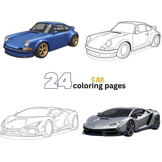 24 Car Coloring Pages - Etsy