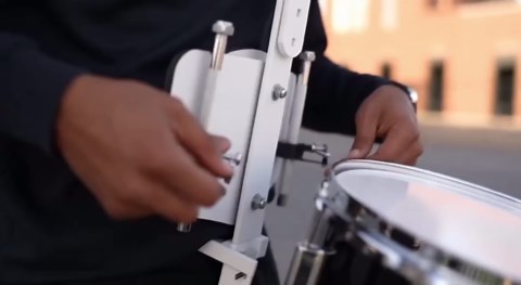 ARTIBETTER Adjustable Marching Snare Drum Carrier - Lightweight Aluminum Harness with Thickened Padded Shoulders, Height & Width Adjustable Holder for School Band & Drumline, White (Fits 10-14")