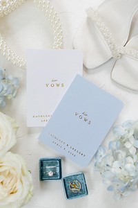 Set of 2 Personalized Wedding Vow Books: Gold Foil, Dusty Blue Wedding Gifts - Etsy