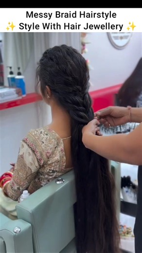 By- bridal_beauty_zone_ | messy braid hairstyle with hair accessories #shorts #braid #hairstyle #mua