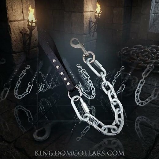 Kingdom Collars | Super Heavy Chain Dog Lead | Black Croc Italian Leather Handle