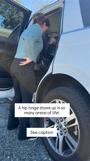 This movement is quietly wrecking backs and pelvic floors… and most women don’t even notice it. Car seats. Laundry baskets. Kids off the floor. Groceries. We hinge WAY more than we realize. That’s why I teach: • bridge hip hinge • kneeling hinge • RDL / deadlift patterns Not to lift heavy in the gym — but to protect your back, your core, and your pelvic floor in real life. When your hinge is strong and automatic, daily life feels easier. When it’s not… your back, hips, and pelvic floor pay the p