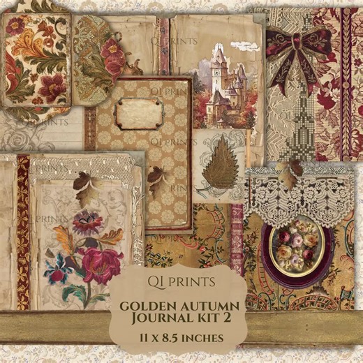 Golden Autumn Journal Kit 2 Vintage Fall Ephemera Printable Papers for Junk Journaling Crafting - Etsy