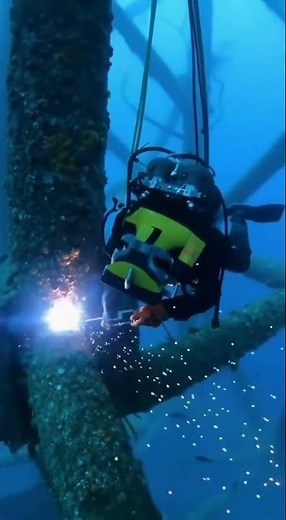 Underwater Welder vs Shark — Workday Turns Into Survival Fight! #shorts #ocean #shark #welding