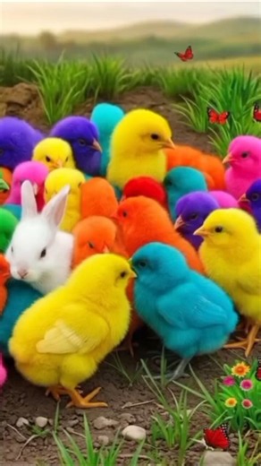 Colorful chicken, rainbow chicken, cute animals, cute rabbit #rainbowchicken #peduck #animals