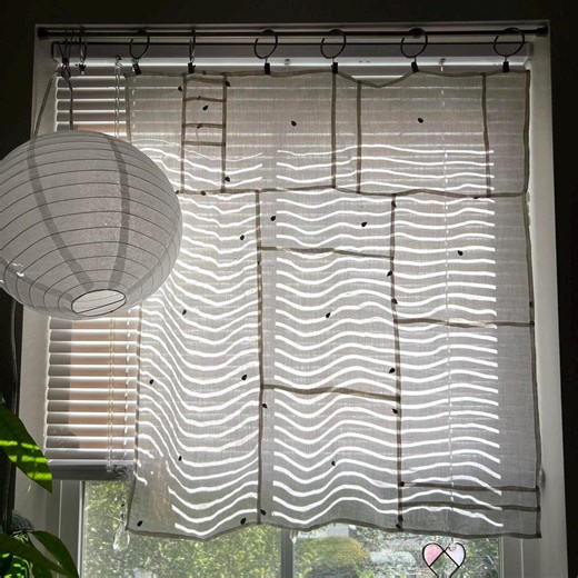 Beige Pojagi Sun Curtain Made From Vintage Hand Embroidered Dot Pattern Sheer Airy Linen - Etsy