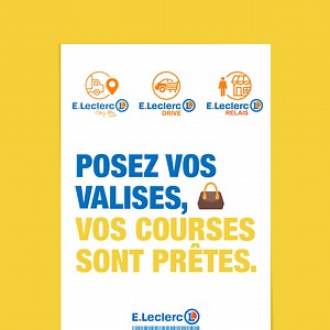 Vous partez bientôt ? 🚗 🚅 ☀️ Pensez au Drive E.Leclerc ! Commandez en avance et récupérez votre commande dans le Drive ou le Relais le plus proche de votre lieu de vacances ! Ou bien faites-vous livrer... Pratique, non ? 😉 https://www.leclercdrive.fr/ | E.Leclerc