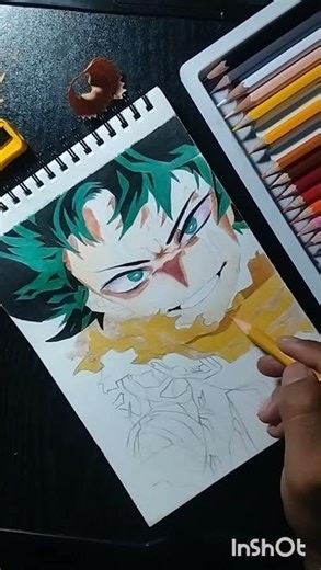 izuku midoria drawing challenge with pencil colours #art #drawing
