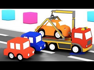 The tow truck. Animated cartoons in French. 4 colorful cars for toddlers.