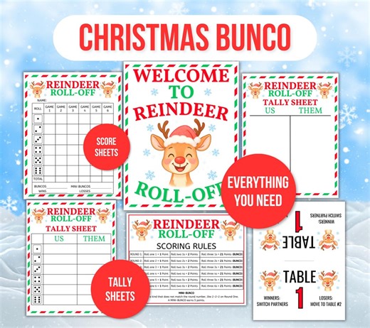 Christmas Bunco Score Sheet, Reindeer Bunco, Christmas Bunco, Christmas Bunco Game, Christmas Bunco Scorecards, Bunco Rules, Tally Sheets - Etsy