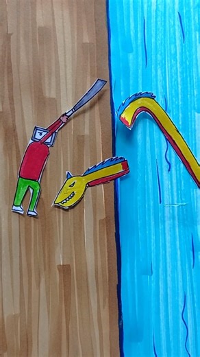 The strong man kills the dragon #shortsfeed #youtubeshorts #drawing