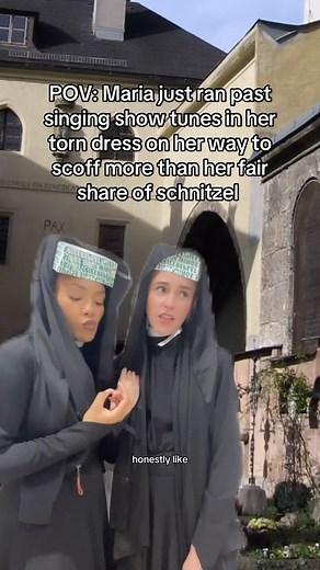 Chanel Williams on Instagram: "They way they sung that she was a clown AT HER WEDDING 😫😂 if I was Maria I wouldn’t trust Nun of them 😏 Yes those are @wingstopuk boxes… these nuns will get their angel wings when they die and their chicken wings while they live 😏💀 #thisisnotanad #thiswasjustwhatwehadhandy #soundofmusic #julieandrews #meme #pov #satire #pen15"