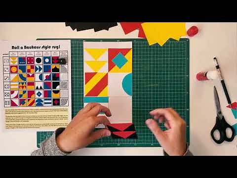 Bauhaus-themed paper collage roll-and-draw art activity