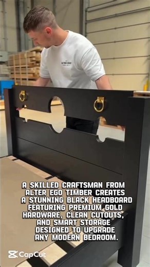 Luxury Black Headboard with Built-In Storage