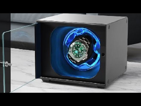 Cevale Watch Winder, Aluminum Single Automatic Watch Winder for Rolex and More,Blue Light,Side Open