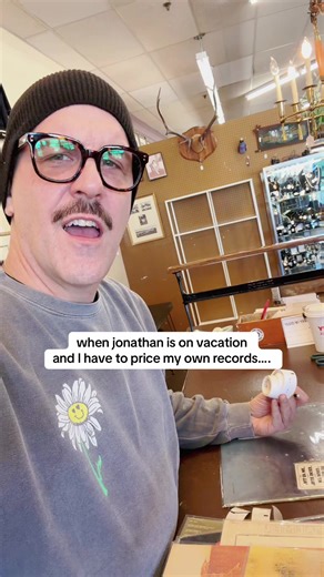 its hard to wear so many hats 😂 #worklife #businessowner #vinylrecords #vintageshop #helpinghand @Jonathan Lattanzio