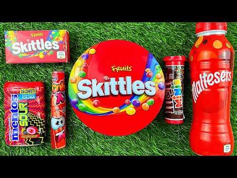Satisfying Video | Unpacking and Mixing Rainbow Candy in 1 Skittles Boxes ASMR red