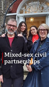 29K views · 62 reactions | Congratulations to these two! Now it's legal, they're one of the first mixed-sex couples to have a civil partnership.  | BBC London | Facebook