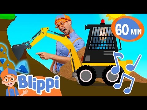 Skid Steer Diamond Dig Song | 1 Hour of BLIPPI | Educational Songs For Kids