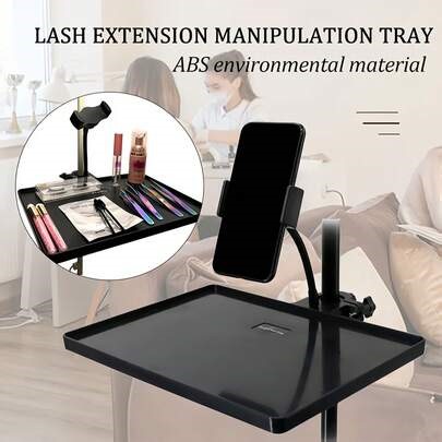 1pc ABS Material Black & White Eyelash Holder Clip, Compatible With Moonlight Lamp & Ring Light Eyelash Curler Accessories With Flip-Fix Design. 1pc Eyelash Extension Tray Holder - Heavy Duty Stable Base, No Power/Battery Needed, Compatible With Moon Lamp & Ring Light, Suitable For Professional Makeup, Home, Salon And Photography | SHEIN