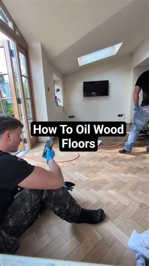 Oiling Wood Floors With A Buffing Machine. #diy #tips #interiordesign #satisfying