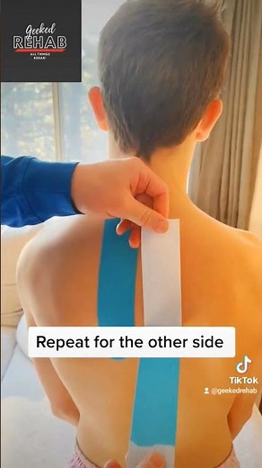 Easy taping technique for neck and upper back pain 👀💯 #kttape #neck #whiplash