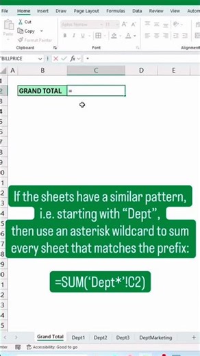 3D SUM Formula in Excel 🔥 | Sum Multiple Sheets Instantly #Excel #ExcelTips #ExcelTricks #3DSum