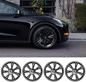 Tesla Model Y Wheel Covers 19 Inch Hubcaps Matte Black 2019-2023 Tesla Model Y Rims Wheel Covers Replacement Accessories(4 PCS)
