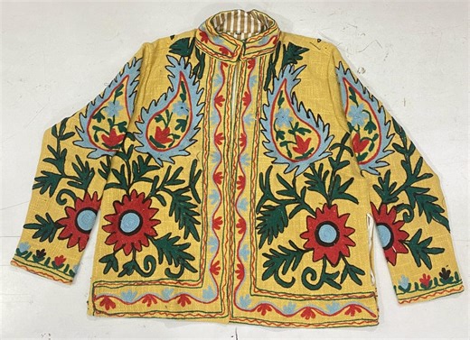 Indian Suzani Embroidery Jacket Cotton Winter Wear Hand Women - Etsy