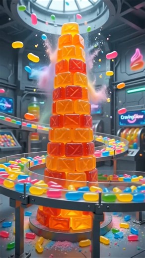Satisfying Neon Jelly Bean Factory Process! 🍬🤤 3D AI Loop #shorts
