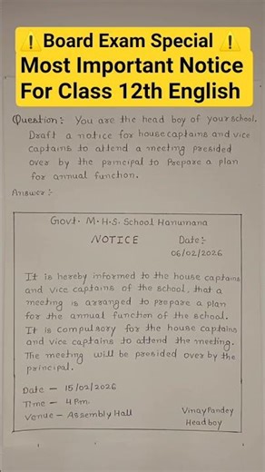 Most Important Notice! 🔥 Annual Function Class 12 English ✅#shorts #class12 #boardexam #viral #tnte