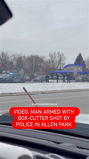 #Breaking 🚨: Video captures the moments police shot a man armed with a box cutter Sunday afternoon in Allen Park. Read more details: https://themetrodetroitnews.com/video-man-armed-with-box-cutter-shot-by-police-in-allen-park/ 🎥: Chloe Mannarino | Metro Detroit News