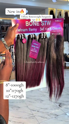Tiffany Bonestraight Hair with Burgundy Tips