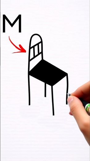 easy chair drawing | how to draw chair with letter M | kursi ki drawing | कुर्सी की ड्राइंग