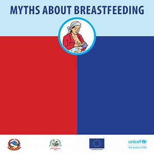 Will breastfeeding ruin the shape of a mother's breasts? NO. Most women find that their breasts go back to their pre-pregnancy size and shape after they stop nursing. Age, the effects of gravity and weight gain have more effect on breast size than nursing. #worldbreastfeedingweek #WBW2022 European Union in Nepal | UNICEF Nepal