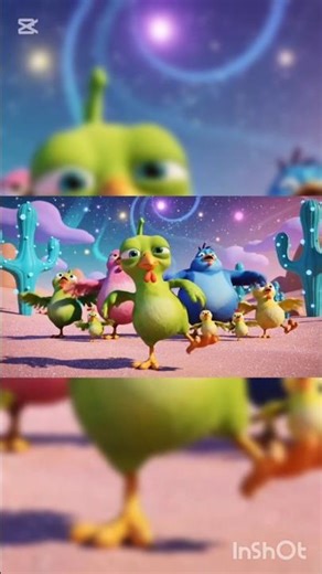 Green Alien Chicken Family Dance in Colorful Desert 🐔🛸 | Viral Meme 3D Animation