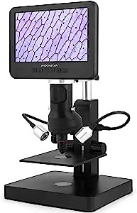 Andonstar AD246P 1000X Digital Microscope, 3 Lens 7 inch LCD, Black LED, Metal and Plastic, For Biological, PCB Soldering, Phone Watch Repairing, 32G SD Card