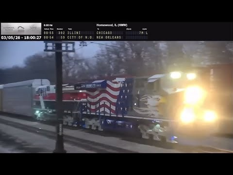SHR - CN Train Z194 with America 250th Anniversary Duo at Flossmoor, IL (3-5-26)