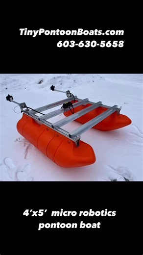 Here’s a good look at the TinyPontoonBoats.com 4’x5’ micro robotics pontoon boat with our new thruster mounting package. | Tiny Pontoon Boats | Facebook