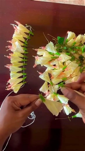 Making a flower decoration tied together with a string #handicrafts #decoration #diy