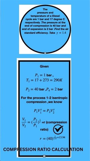 Diesel cycle numerical example#shortsvideo#education#shortsfeed#physics#tech#technology