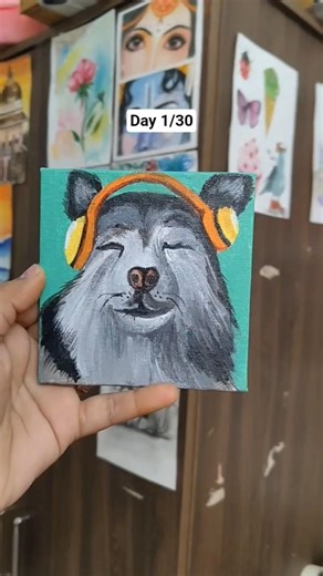 Day 1/30 – Let’s See If I Can Do This 😳✨ #shortsvideo #art #reels #viral #ytshorts #painting #dog