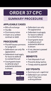 "Order 37 CPC – Summary Suit 🚀 तेज़ और प्रभावी न्याय की प्रक्रिया ⚖️ जहाँ Written Contract, Promissory Notes या Negotiable Instruments पर दावा होता है – वहाँ Defendant तभी मुकदमा लड़ पाएगा जब उसके पास मजबूत बचाव (Strong Defence) हो। न्याय में देरी नहीं, सीधे राहत!" #Order37 #CPC #SummarySuit #IndianLaw #CivilProcedure #LegalAwareness #LawStudents #Advocates #CourtProcedure #LegalTalk | Legal Talk