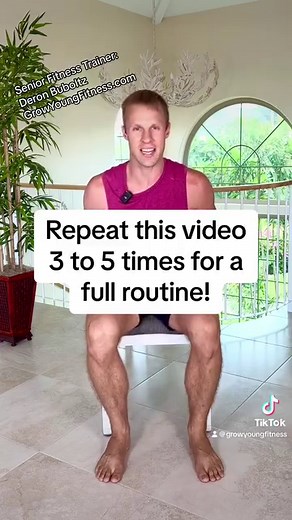 Hip Strength Challenge! Improve your mobility, flexibility, range of motion and decrease hip pain. Do this chair exercise routine 3 to 5 times for a full hip workout. #seniorfitness #athomeworkouts #beginnerworkout #chairworkout #hippainrelief #hipreplacementrecovery | Grow Young Fitness